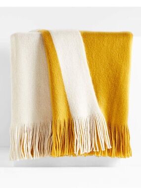 Crate & Barrel Tepi 70"x55" Ochre Throw Blanket